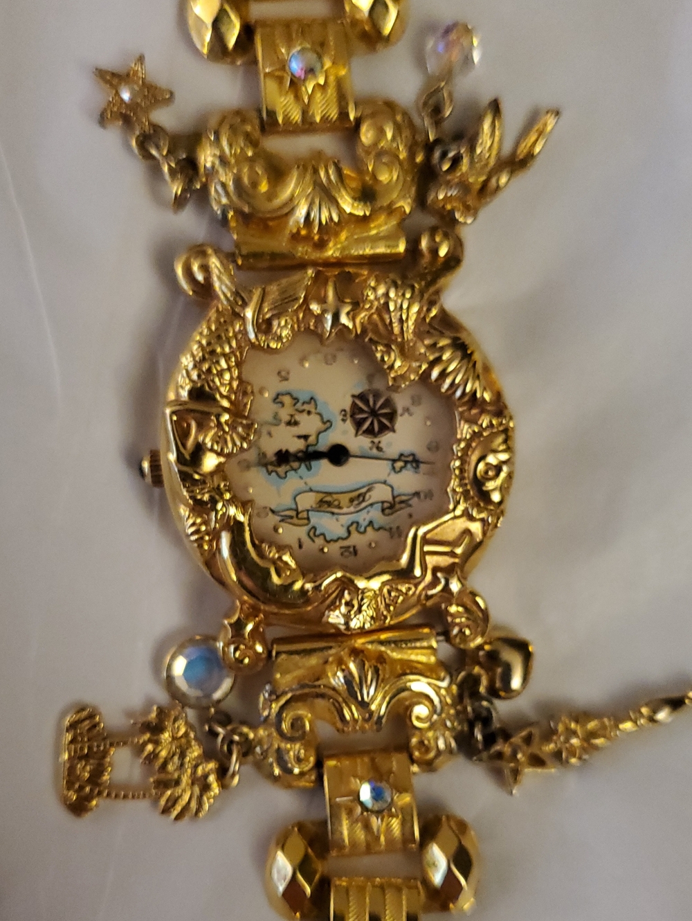 Vintage Retired Kirks Folly Foreverland Peter Pan Neverland Charm Bracelet Watch - Picture 12 of 12